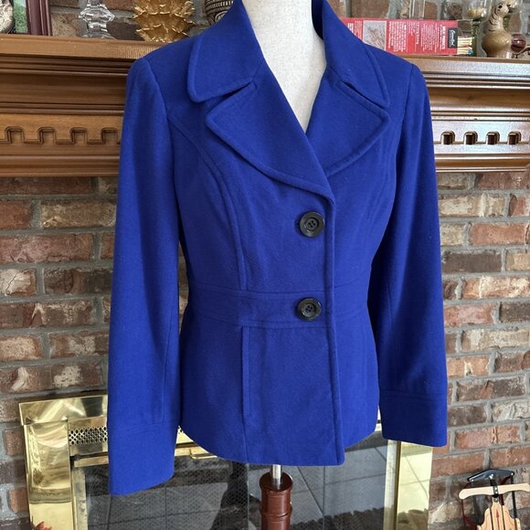 East 5th Ave Blue Lined Wool Blend Jacket Size Small Pea coat - Picture 2 of 8